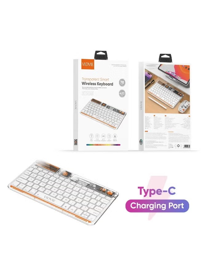 Vidvie KB05 Transparent Smart Wireless Keyboard – Sleek and Modern Typing Experience