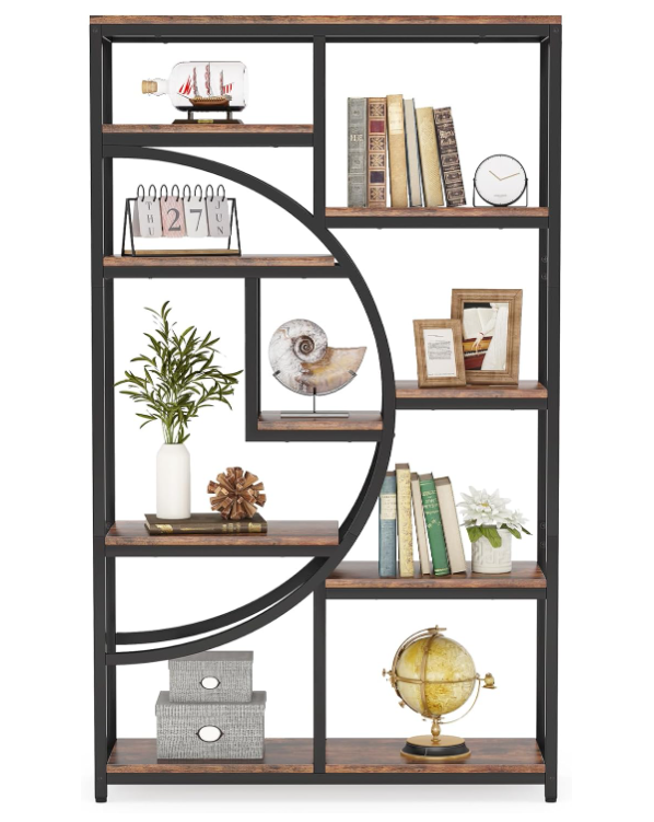 Tribesigns Bookshelf, Industrial 5 Tier Etagere Bookcase, Freestanding Tall Bookshelves Display Shelf Storage Organizer with 9-Open Storage Shelf for Living Room, Bedroom
