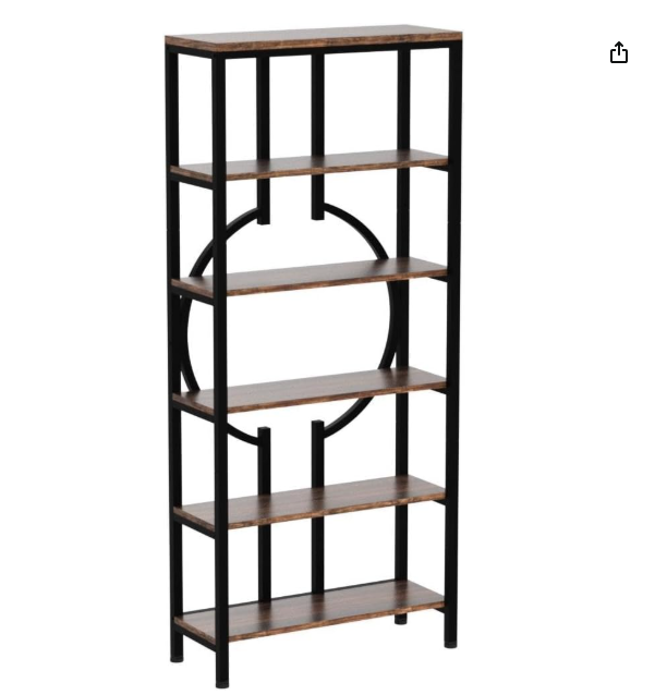 Tribesigns 180 cm Industrial Bookshelf, 6-Tier Tall Bookcase with Open Shelves, Wood and Metal Display Shelf Storage Shelves for Bedroom, Living Room and Home Office - Vintage Brown