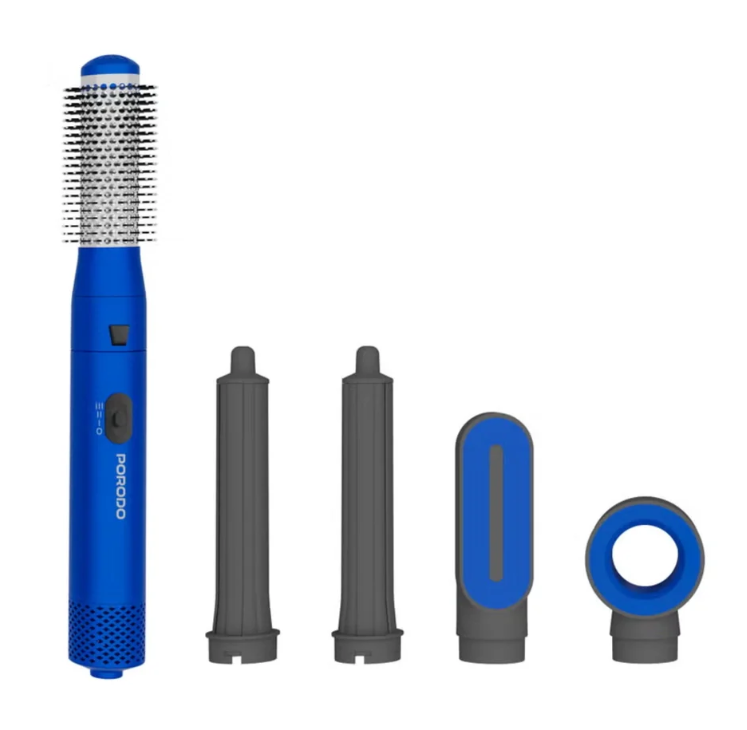 Porodo Tulip 5-in-1 Multi-Function Hair Styler 700W with Ionic Technology - 3 Heat Settings - UK Plug- Blue