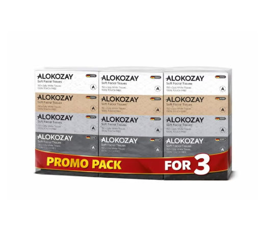 ALOKOZAY 170 × 2 طبقة بيضاء ناعمة تلمس الوجه حزمة المناديل الحرة من 5