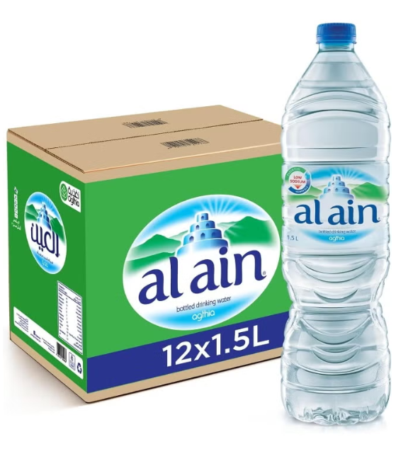 مياه العين المعبأة 12 × 1.5 لتر - معادن متوازنة، ترطيب منعش، طعم ناعم