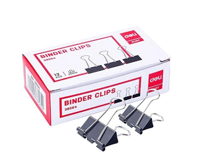Black Binder Clips 25mm (1X12)