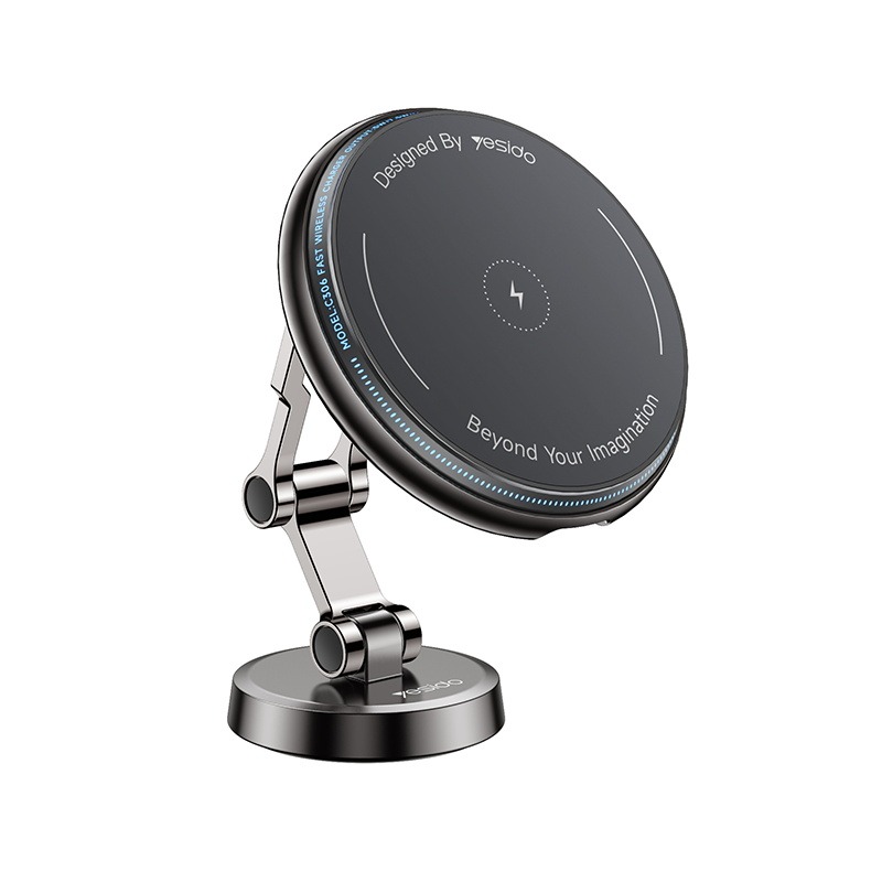 Yesido C306 360 Rotation Three Axis Stable Anti Shake Zinc Alloy 15W Wireless Charging Phone Holder