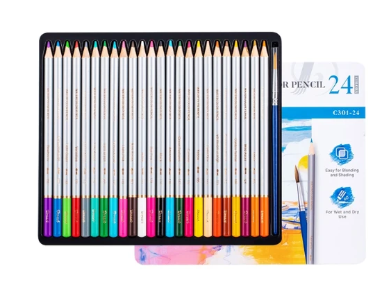 Dmast Water Color Pencil 24 Colors With Brush
