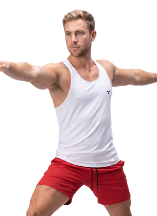 MuscleHustle Mens Tank Top - White - M
