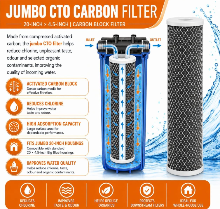 5 Micron CTO Filter Cartridge 4.5 x 20 Inch Universal Carbon Block Filter