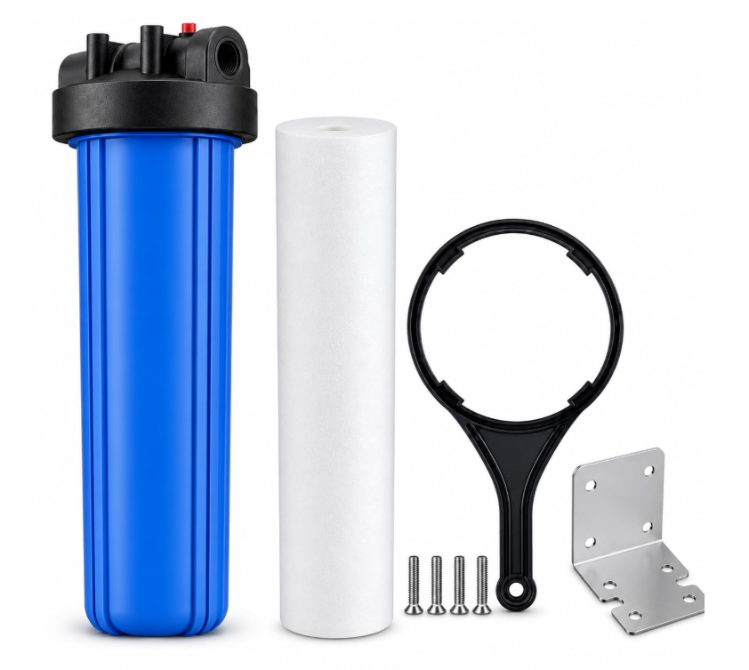 AQUAGUARD PURE WATER SYSTEM UAE 20 Inch Single-Stage Water Filter Housing with Sediment Cartridge, Bracket and Wrench