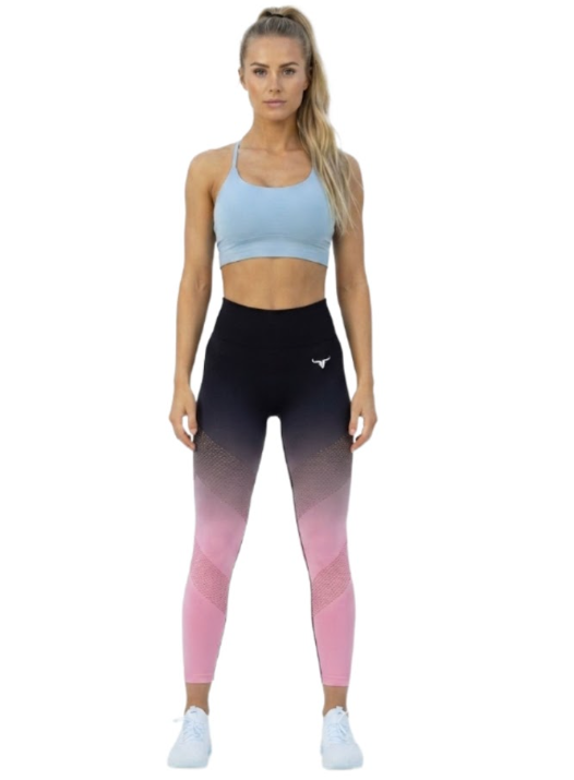 OmbreFlex Hollow Out Gradient Leggings - Black & Pink - M