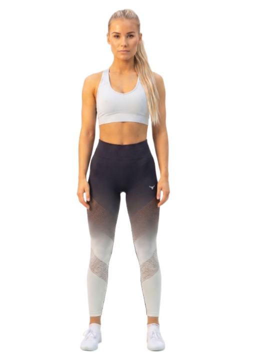 OmbreFlex Hollow Out Gradient Leggings - Black & White - S