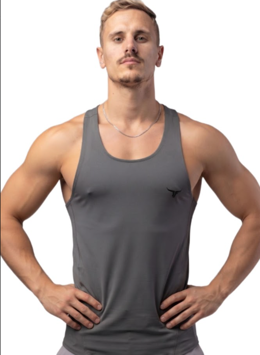 MuscleHustle Mens Tank Top - Grey - M