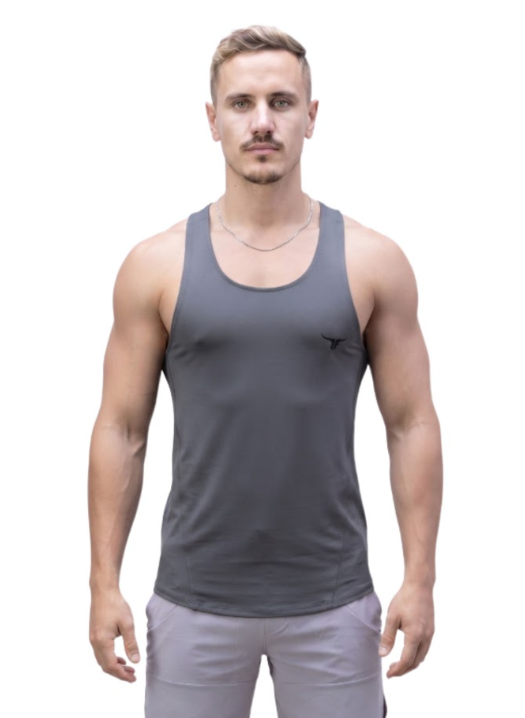 MuscleHustle Mens Tank Top - Grey - L