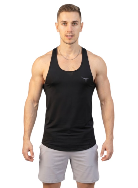 MuscleHustle Mens Tank Top - Black - L