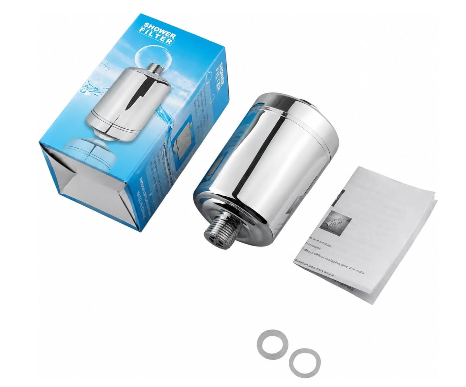 CLEARDROP Inline Shower Filter for Hard Water Removes Chemicals Chlorine and Fluoride