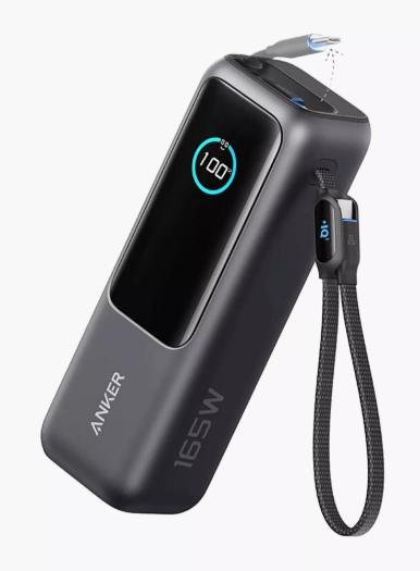Anker Power Bank 25000mAh 165W Built-In Retractable USB-C Cable