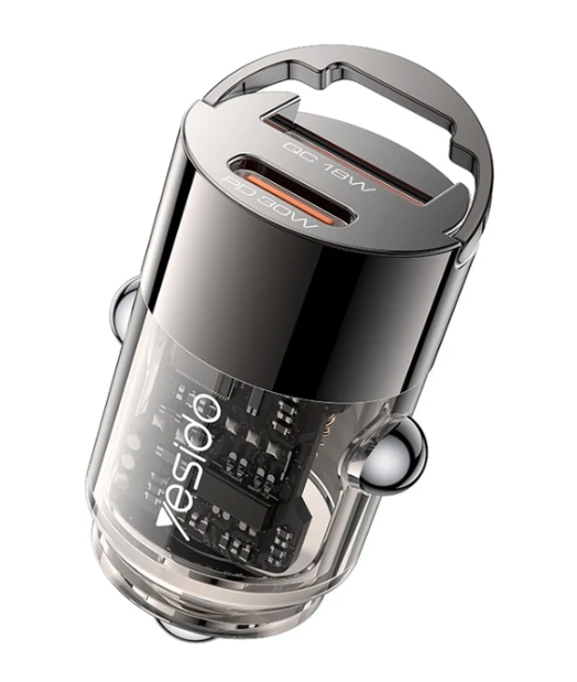 Yesido Y68 PD30W Type-C + QC18W USB Zinc Alloy Mini Car Charger(Metal Grey)