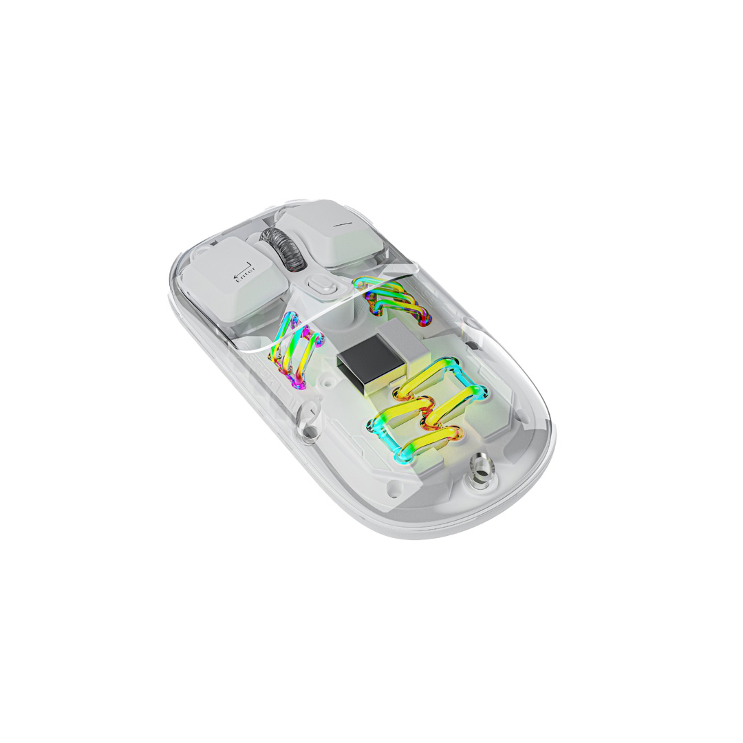 Porodo Transparent Mouse 2.4G and Bluetooth Dual Mode - white
