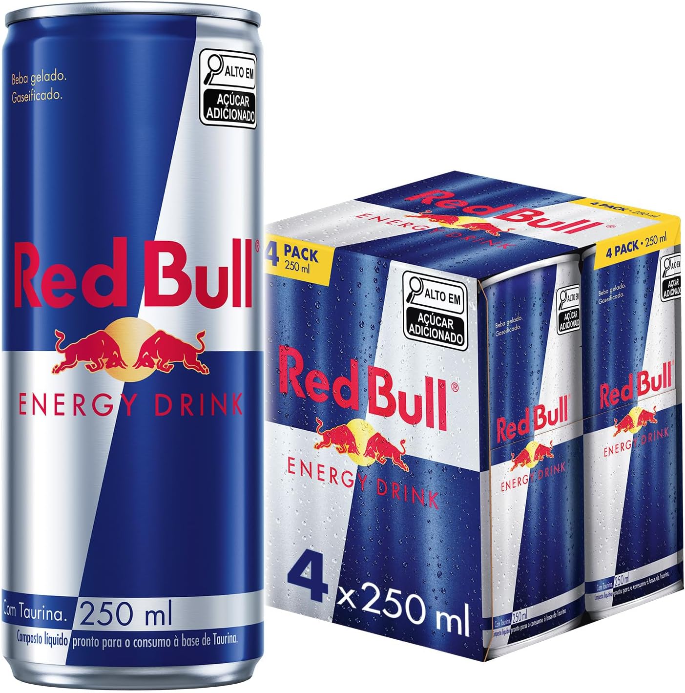 Red Bull Energy Drink 250ml Pack of 4 – Classic Refreshing Canned Energy Beverage