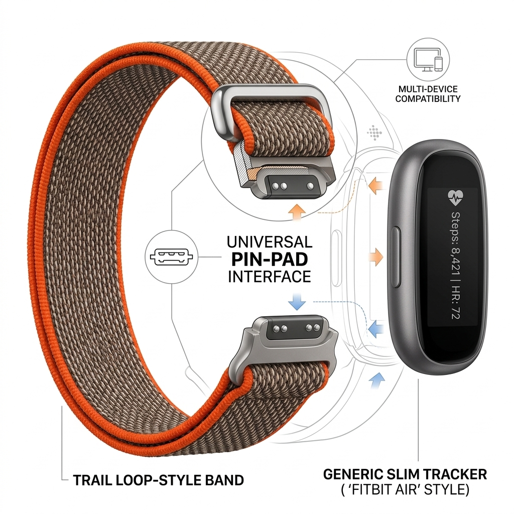 Nylon Loop Band Compatible with Google Fitbit Air, Soft Breathable Woven Replacement Wristband with Adjustable Hook-and-Loop Closure, Lightweight Sport Strap for Women and Men