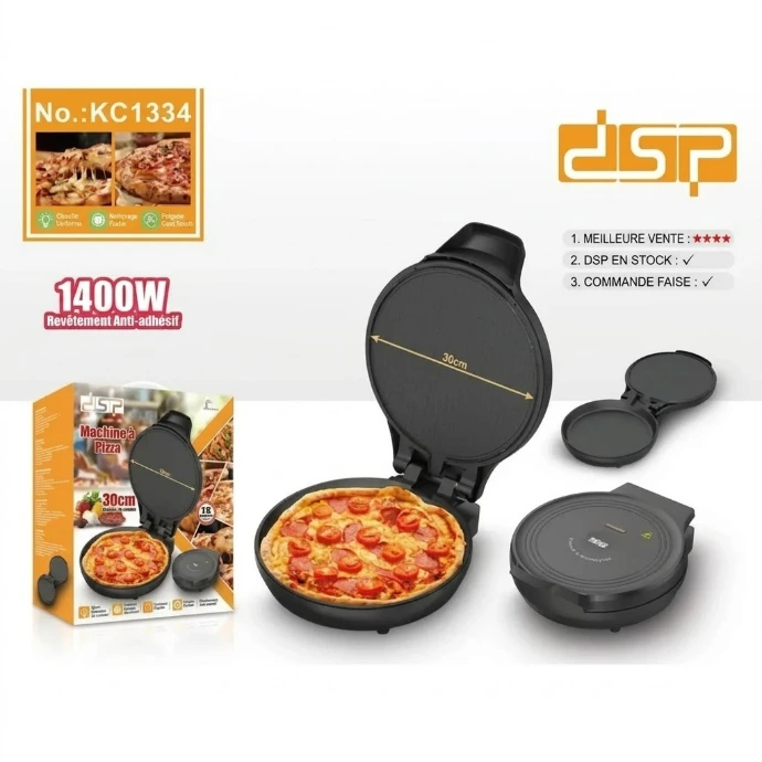 DSP 1400W Pro Pizza Maker with Auto-Temp Control and Non-Stick Plate
