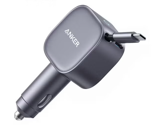 Anker Nano Car Charger (75W, USB-C Port, Built-In Retractable USB-C Cable)
