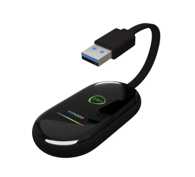 Porodo Play-X Wireless CarPlay Adapter with Wi-Fi & Bluetooth - Black