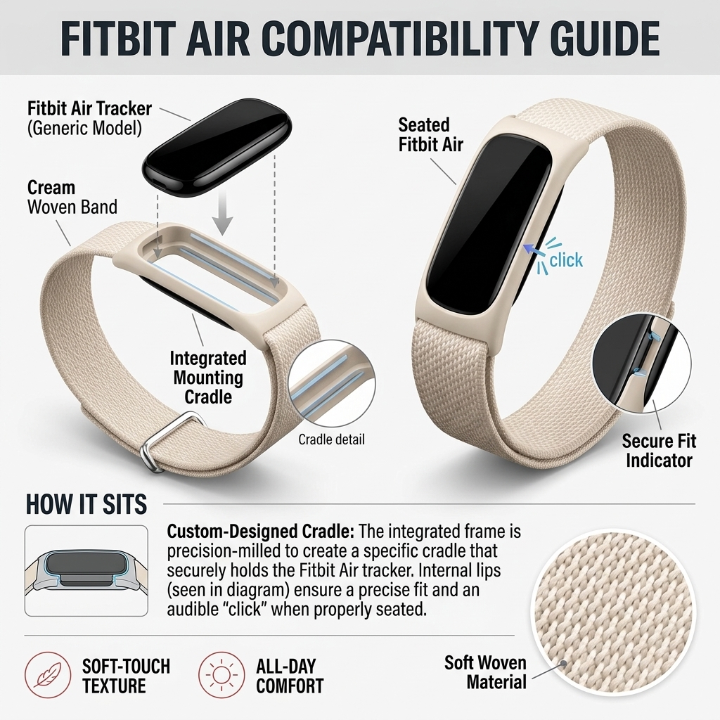 Nylon Loop Band Compatible with Google Fitbit Air, Soft Breathable Woven Replacement Wristband with Adjustable Hook-and-Loop Closure, Lightweight Sport Strap for Women and Men