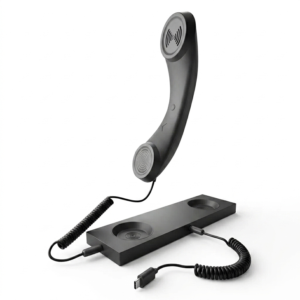 Porodo Classic Retro Phone Handset with Type-C Connector - Black