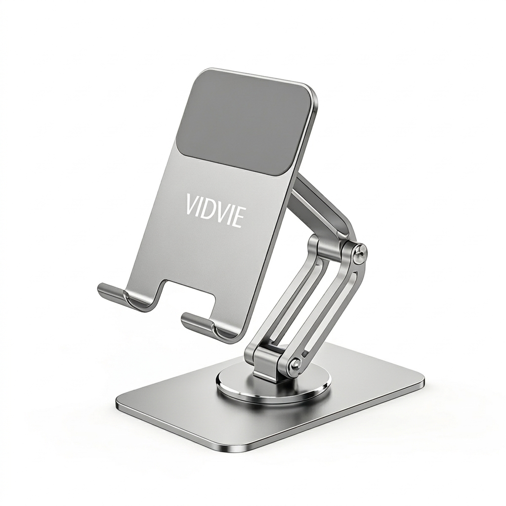 HC1576 Metal Foldable/Rotating Phone & Tablet Holder With Built-in Silicone Anti-Slip Base
