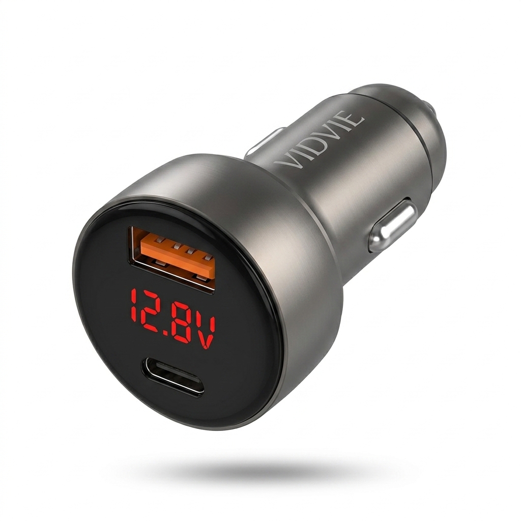 VIDVIE CC547 48W Dual USB Fast Car Charger with Digital Display
