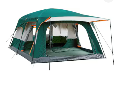 Toby’s New 8-12 person double layer outdoor camping tent two bedrooms and a living room family cabin (Green)