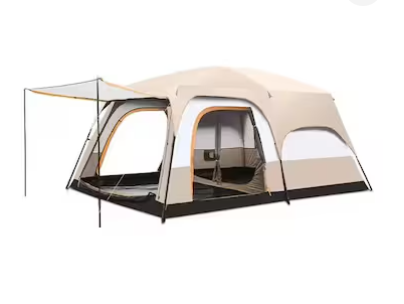Toby’s New 6-8 person double layer outdoor camping tent two bedrooms and a living room family cabin (Khaki)