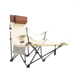 Manful Deluxe Reclining Camping Chair With Footrest And Cup Holder