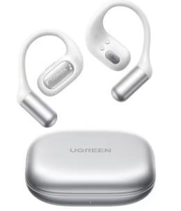 UGREEN FitBuds Open-Ear True Wireless Earbuds, Bluetooth 6.0 Headphones with Ear Hooks, 11x18mm Bio-Diaphragm Driver, 4-Mic AI Call Noise Cancellation, Dual Connection, IPX5 Water Resistant - White