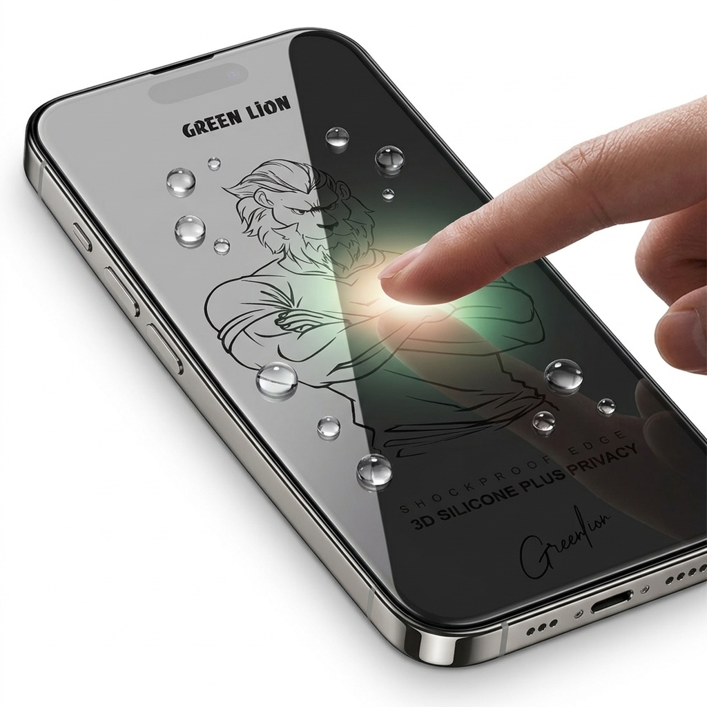 Green Lion 3D Silicone Plus Privacy Screen Protector for iPhone 17 Series - Black Edge/Privacy