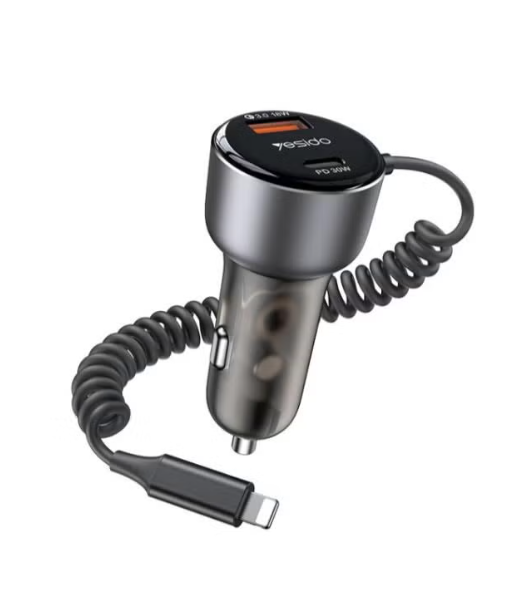 Yesido Y57 50W Fast Charging Car Charger(Built-in Lightning Cable)