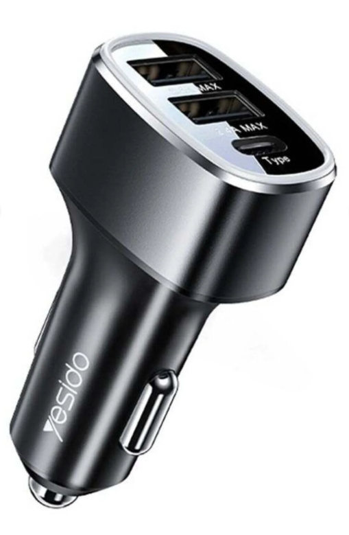 Yesido Y47 49W Double USB+Type-C/USB-C Port Car Fast Charger(Black)