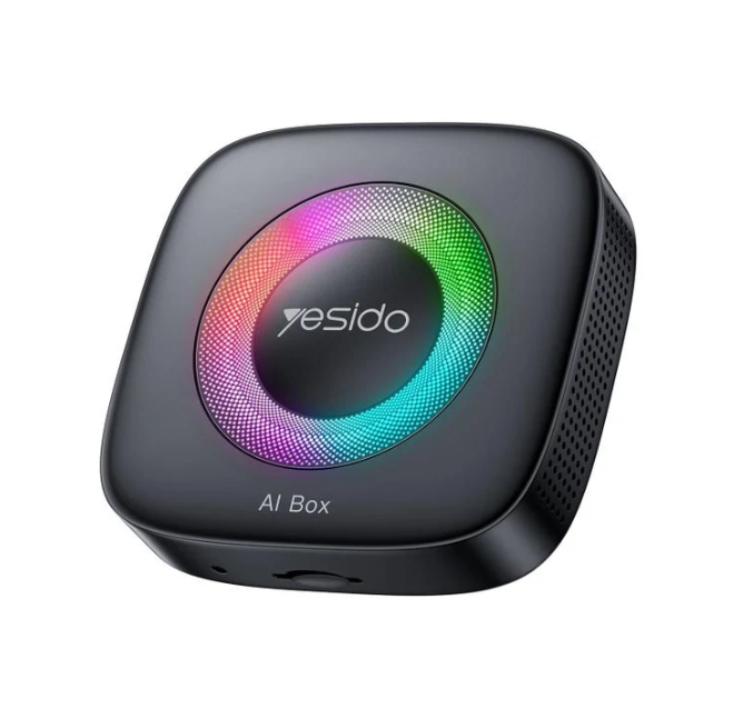 Yesido KM33 محول صندوق ذكي سلكي إلى CarPlay لاسلكي و Android Auto Car AI مع ضوء RGB (أسود)