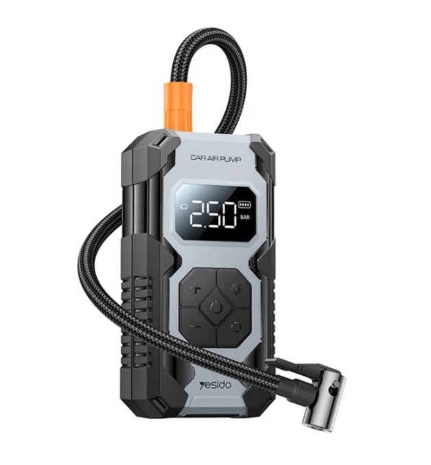 YESIDO VC12 7800mAh مضخة هواء السيارة متعددة الوظائف إطارات السيارة منفاخ الإطارات اللاسلكي (أسود)