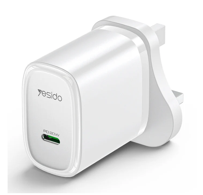 Yesido YC76 PD 20W USB-C / Type-C Single Port Quick Charger, UK Plug (White)
