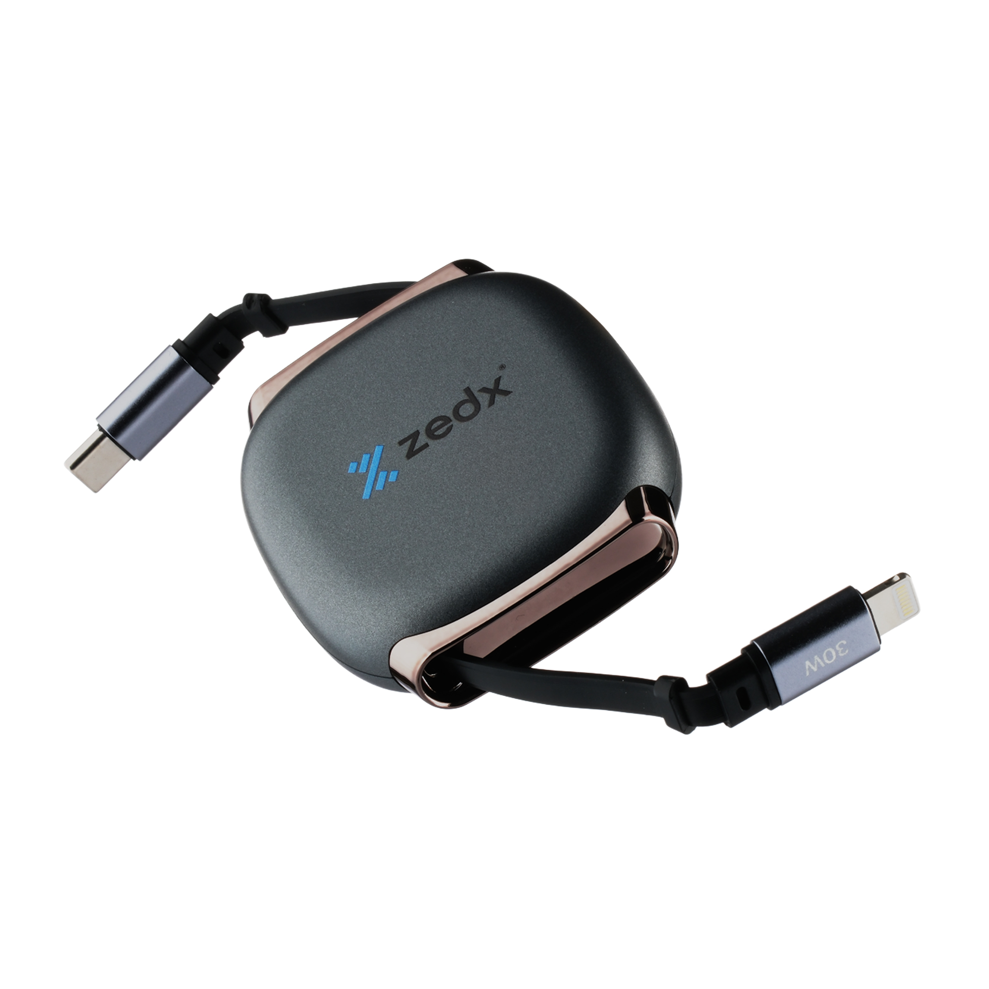 Zedx ZE-04 30W Retractable USB C to Lightning Data Cable