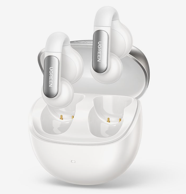 UGREEN HiTune S5 Open-Ear True Wireless Earbuds, Bluetooth 5.4 Clip-on Wireless Headphones with Air Cushion Comfort, 12mm Dynamic Driver, DNN Noise Reduction for Clear Calls & 24H Playtime - White