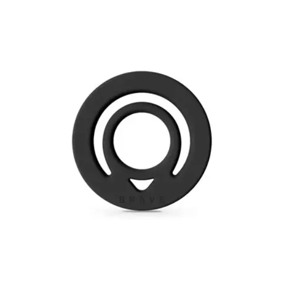 Brave Grip Magnetic Finger Ring Holder for Smartphones, 360° Rotating Metal Ring Grip with Silicone Strips, Wireless Charging Compatible, Ultra-Slim Design, Black