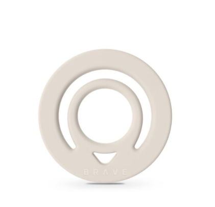 Brave Grip Magnetic Finger Ring Holder for Smartphones, 360° Rotating Metal Ring Grip with Silicone Strips, Wireless Charging Compatible, Ultra-Slim Design, Beige