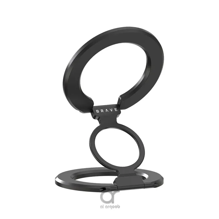 Brave MagGrip BG-02B 3-in-1 Magnetic Ring Holder & Kickstand, 360° Rotatable Foldable Phone Grip Stand, N55 Double-Circle Magnets, MagSafe Compatible for iPhone 12-16, Black