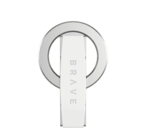 BRAVE BG-01SL MagGrip 3-in-1 Magnetic Phone Grip & Kickstand, 360° Rotatable Stand with 120° Adjustable Arm, N55 Double-Circle Magnets, MagSafe Compatible for iPhone 12-16, Silver