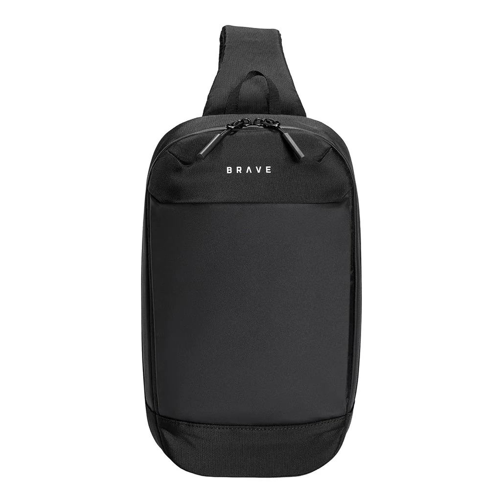 BRAVE BTP-07 Sling Bag, Portable Gadget Storage Crossbody Chest Bag with Tablet Sleeve, 3-Zone Storage, Ballistic Nylon Waterproof Construction, Metal Carabiner, Heavy-Duty Zippers, Black