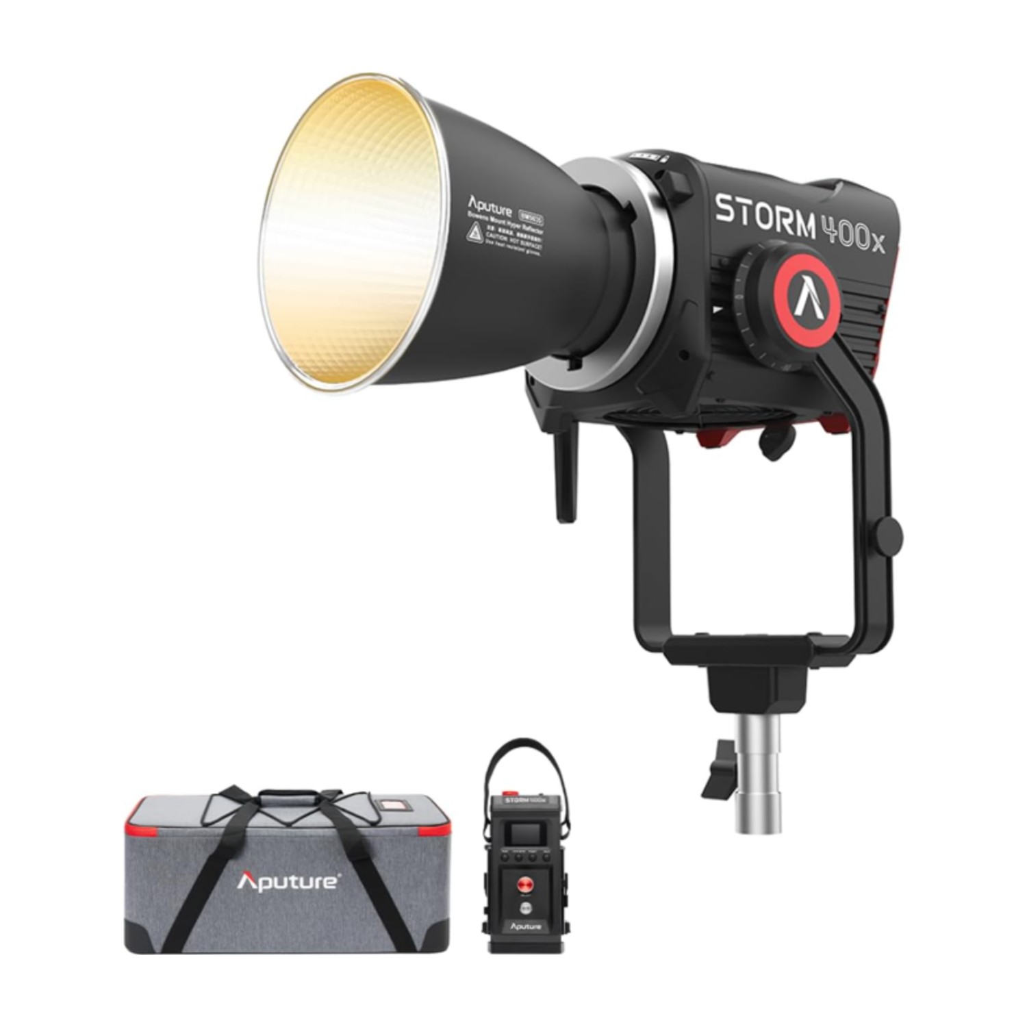مصباح فيديو Aputure Storm 400x 400W LED ثنائي اللون، وحدة تثبيت مصدرية مدمجة مع مجموعة شرائح Blair، 2500K -10000K CCT، ±G للتحكم في الصبغة