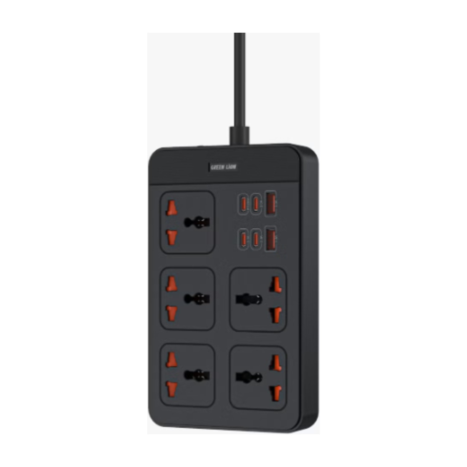 مقبس طاقة GS500 2500 واط/3 م سلك طاقة/ PD20W/ آمن وفعال/متوافق عالميًا/ 5 مقابس عالمية/ 2 USB - A/4 USB - C/ UK قابس /حماية الشحن - أسود