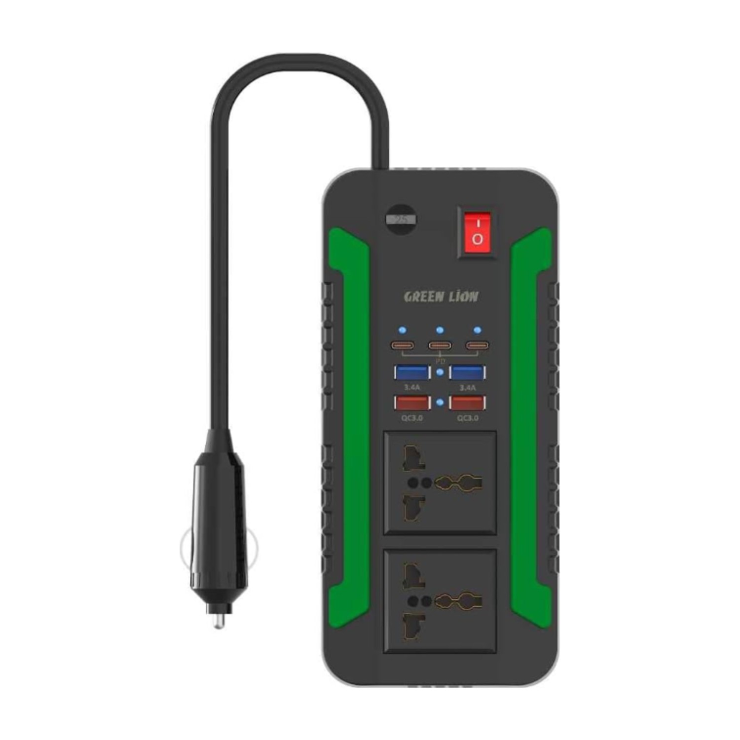 محول الطاقة Green Lion Spark300 هو محول طاقة قوي ومتعدد الاستخدامات للسيارة، يعمل بجهد 12 فولت إلى 220 فولت، ومصمم لتحويل سيارتك إلى محطة شحن متنقلة. بقدرة خرج قصوى تبلغ 300 واط، يتيح لك...